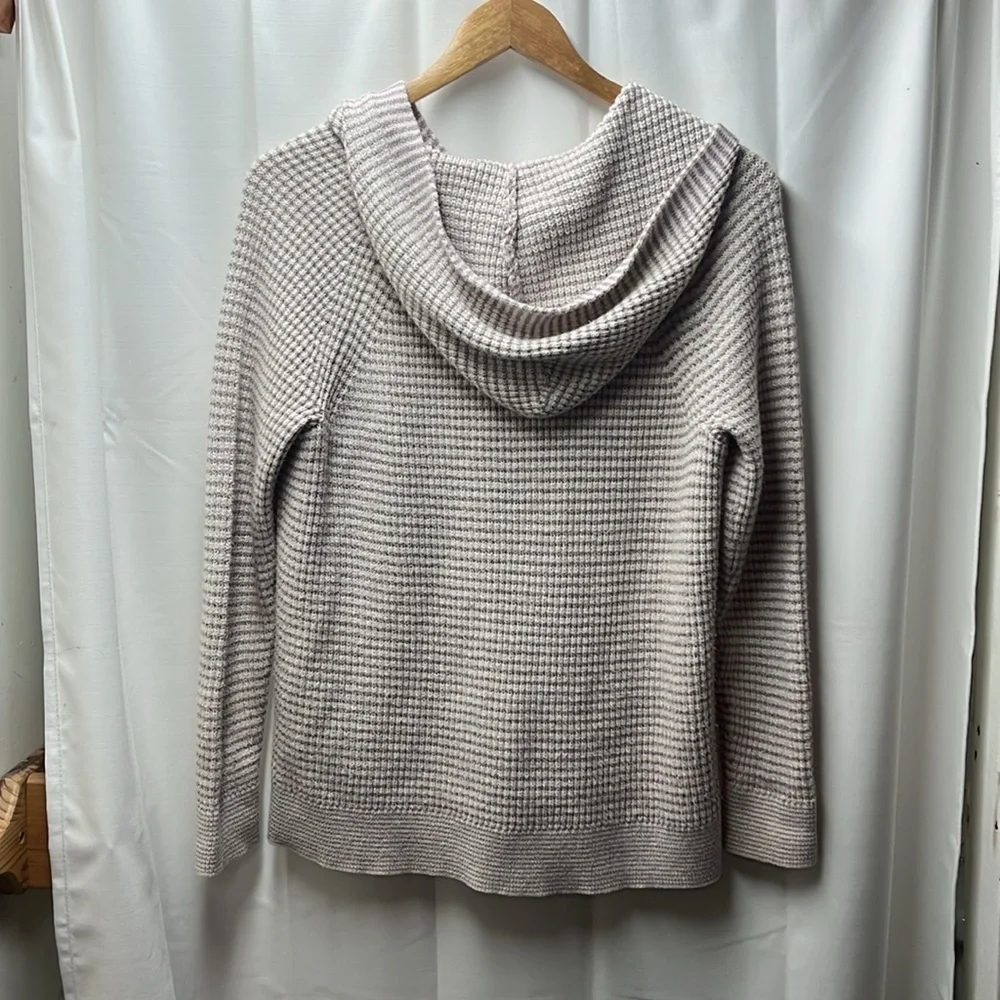 J Jill Purple White Stripe Knit Hooded Sweater- S - Picture 5 of 5